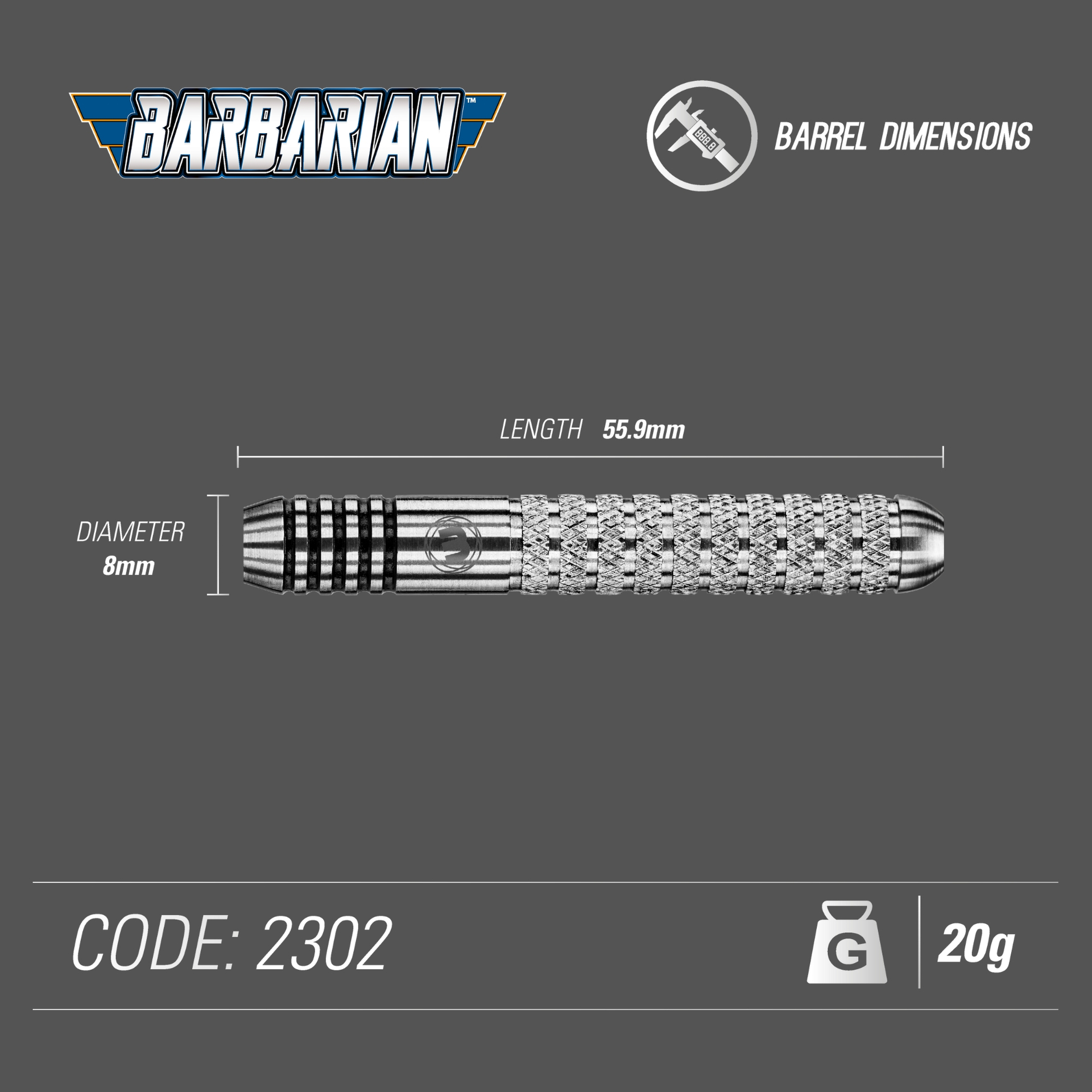 Winmau Barbarian Steeldart 2302   20 g, 22 g  und  24 g