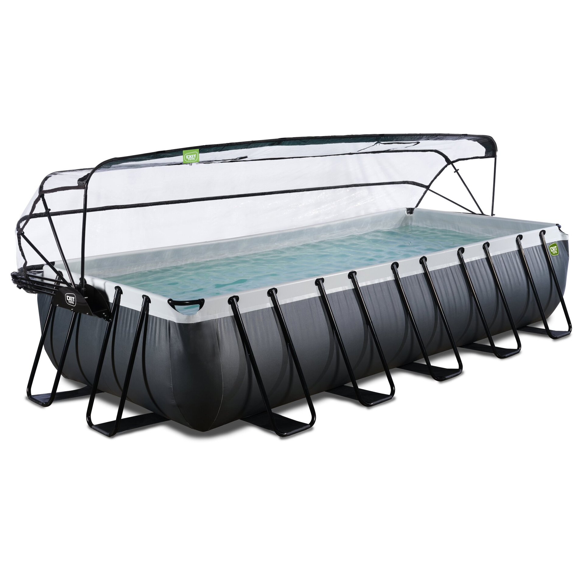 EXIT Black Leather pool 540x250x100cm with sand filter pump and dome - black