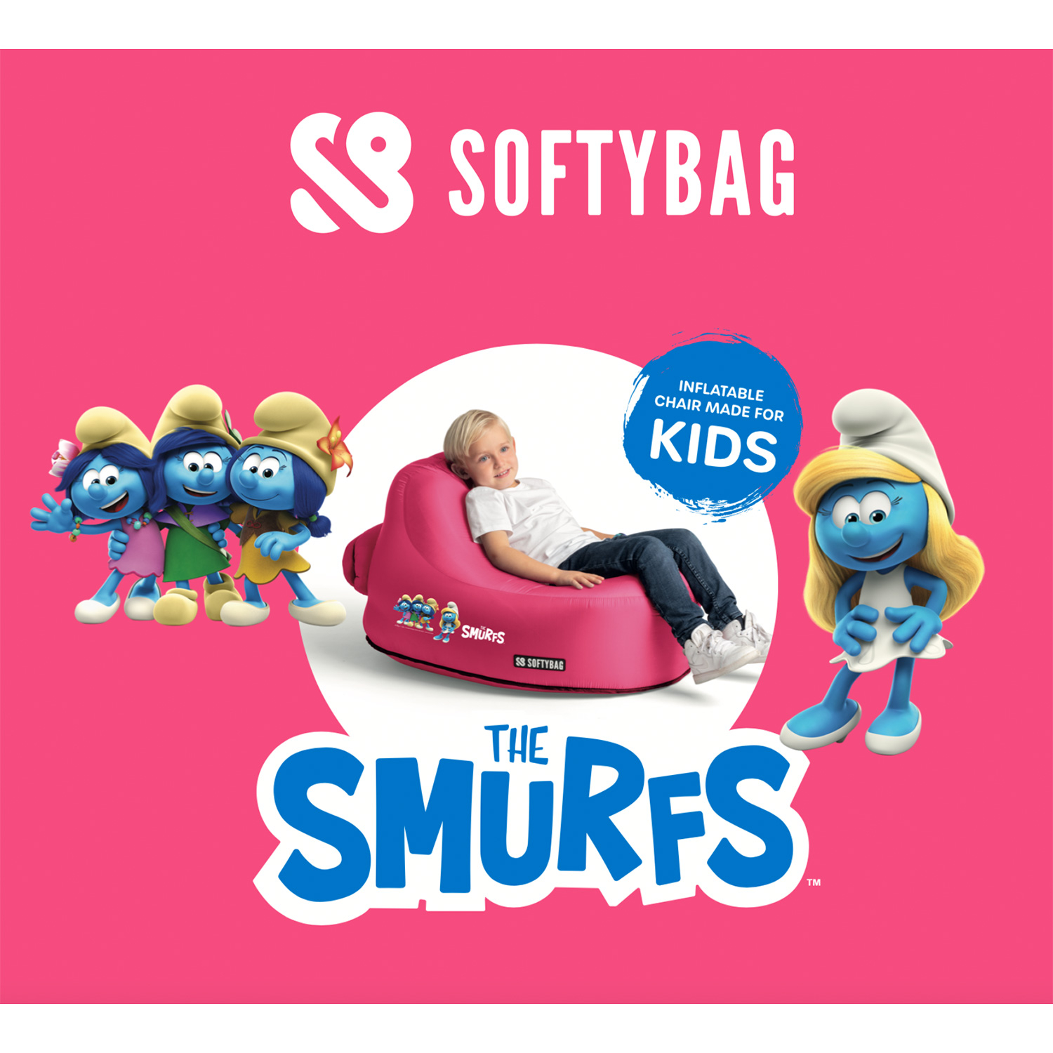 Softybag Kinder Schlumpf Stuhl rosa