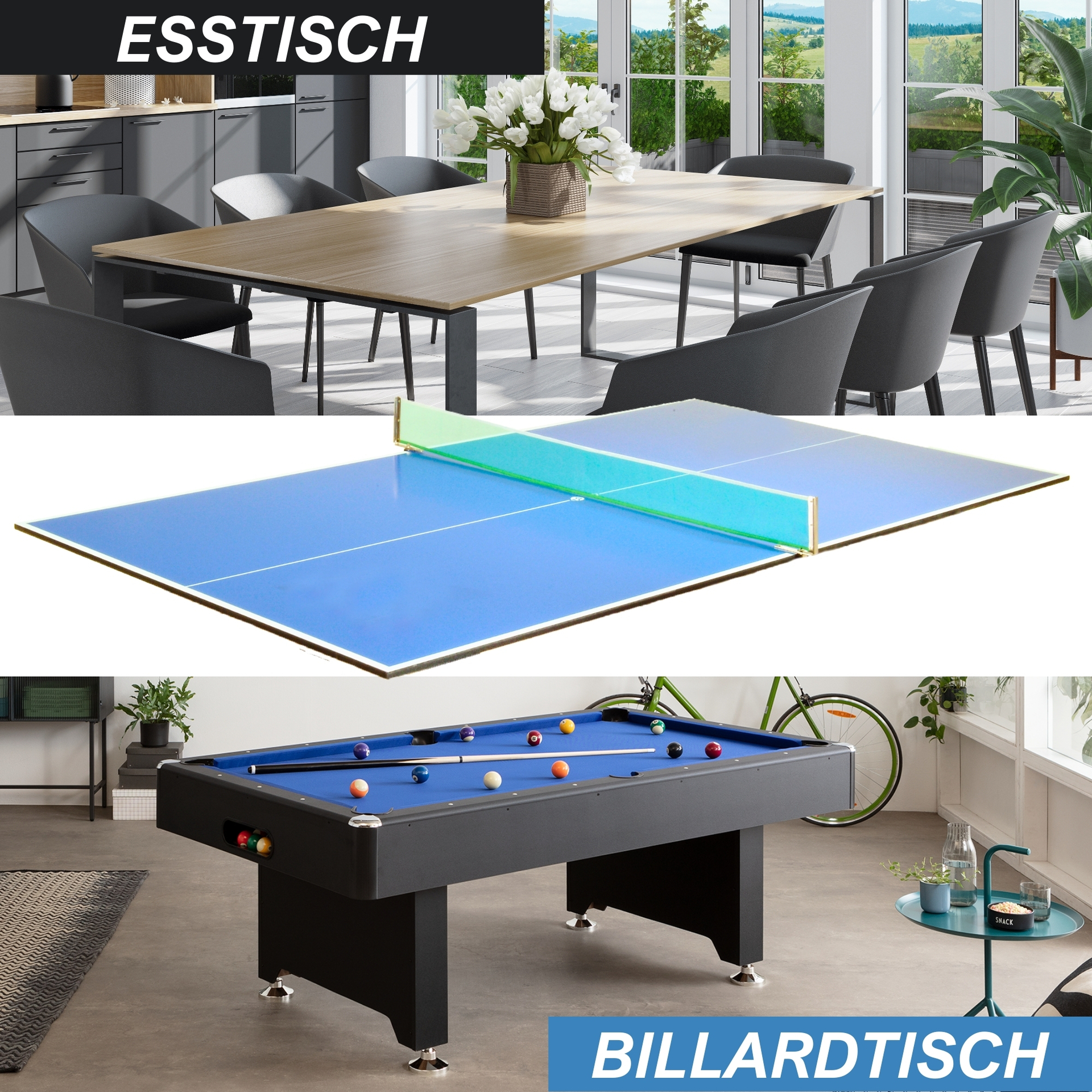 Tischtennisplatte als Auflage inkl. Netzgarnitur