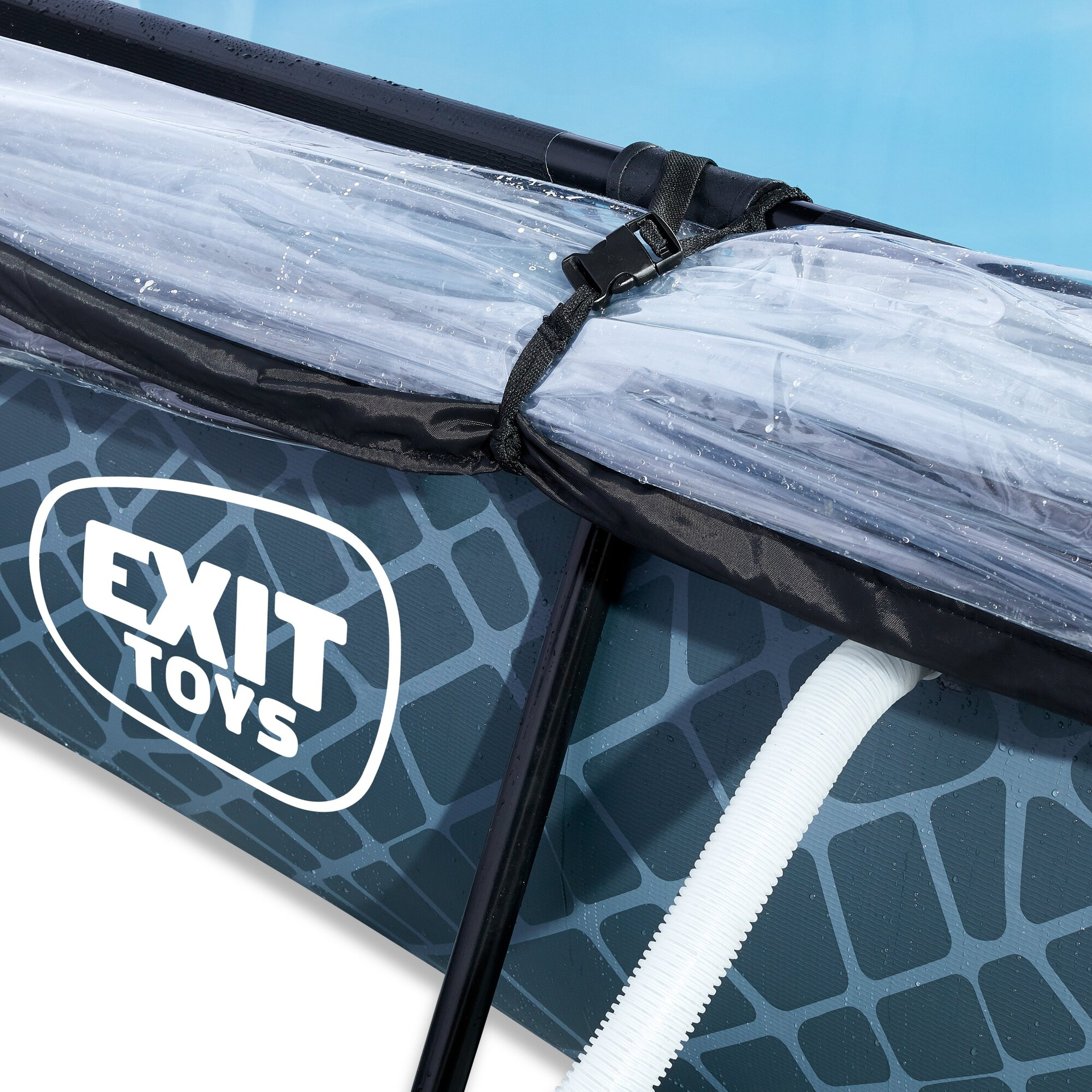 EXIT Stone Pool 220x150x65cm mit Filterpumpe und Abdeckung - grau