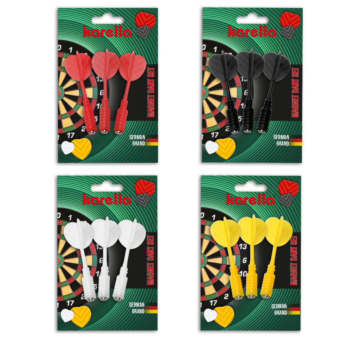 Karella - Magnet Dartpfeile 4-Farben-Mix-Set (12 St.)