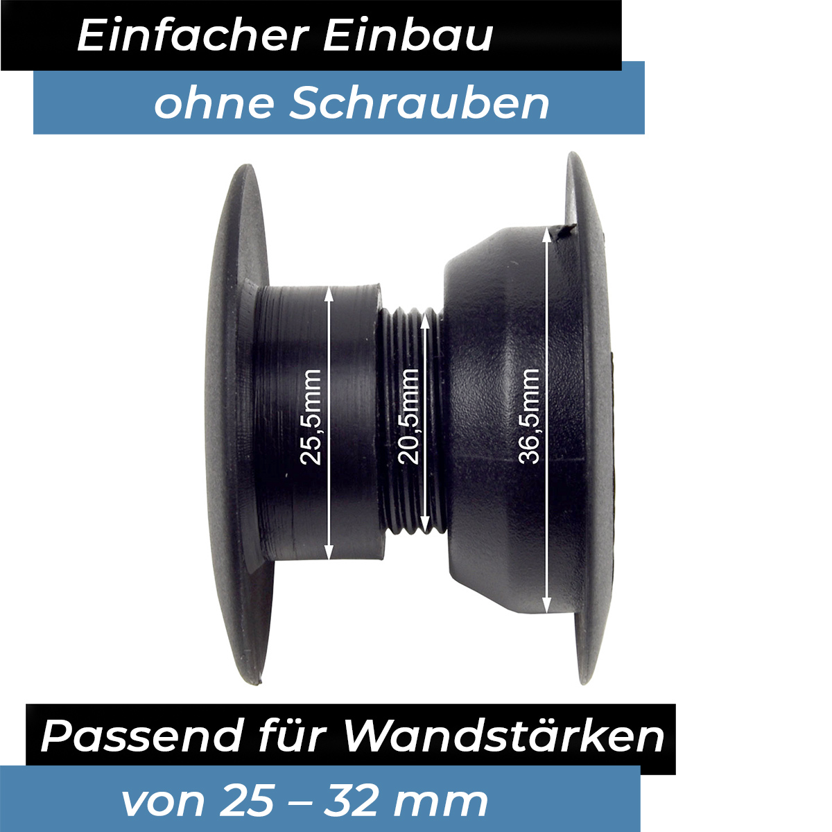 Bandito  - Kugellager Universal für 16 mm Kickerstange Seitenwände 25 - 32 mm Tischset (16 St.)