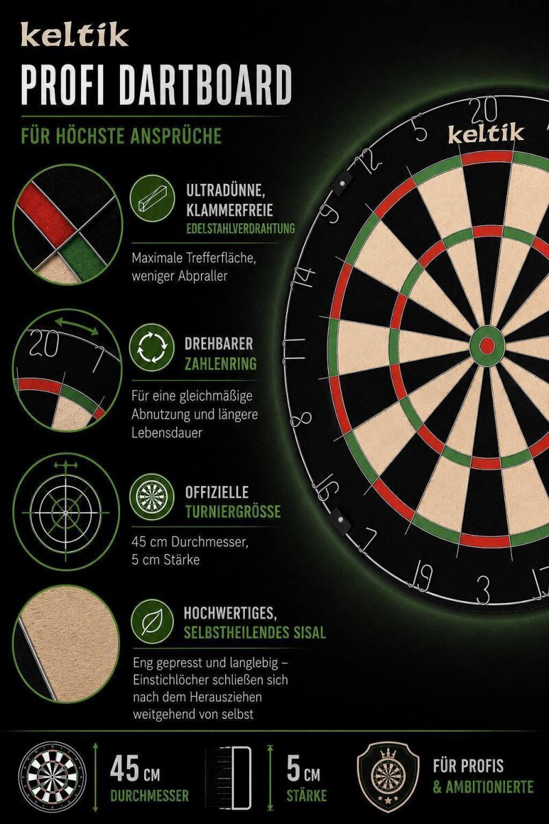 Keltik Ravencore Dartboard Set mit Dartständer