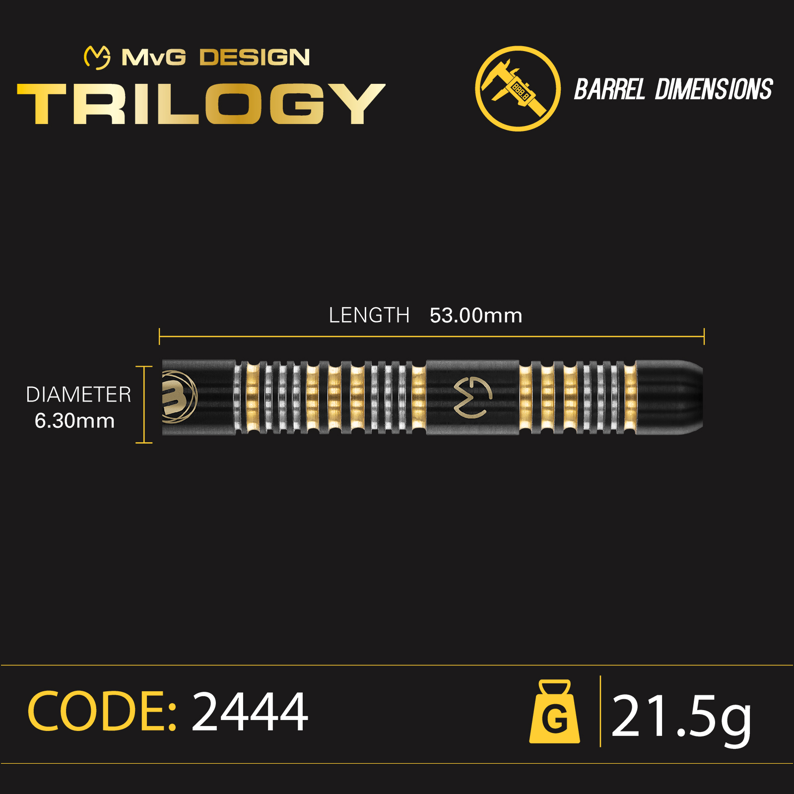 Steeldart Winmau MvG Trilogy 1481 -  21,5g