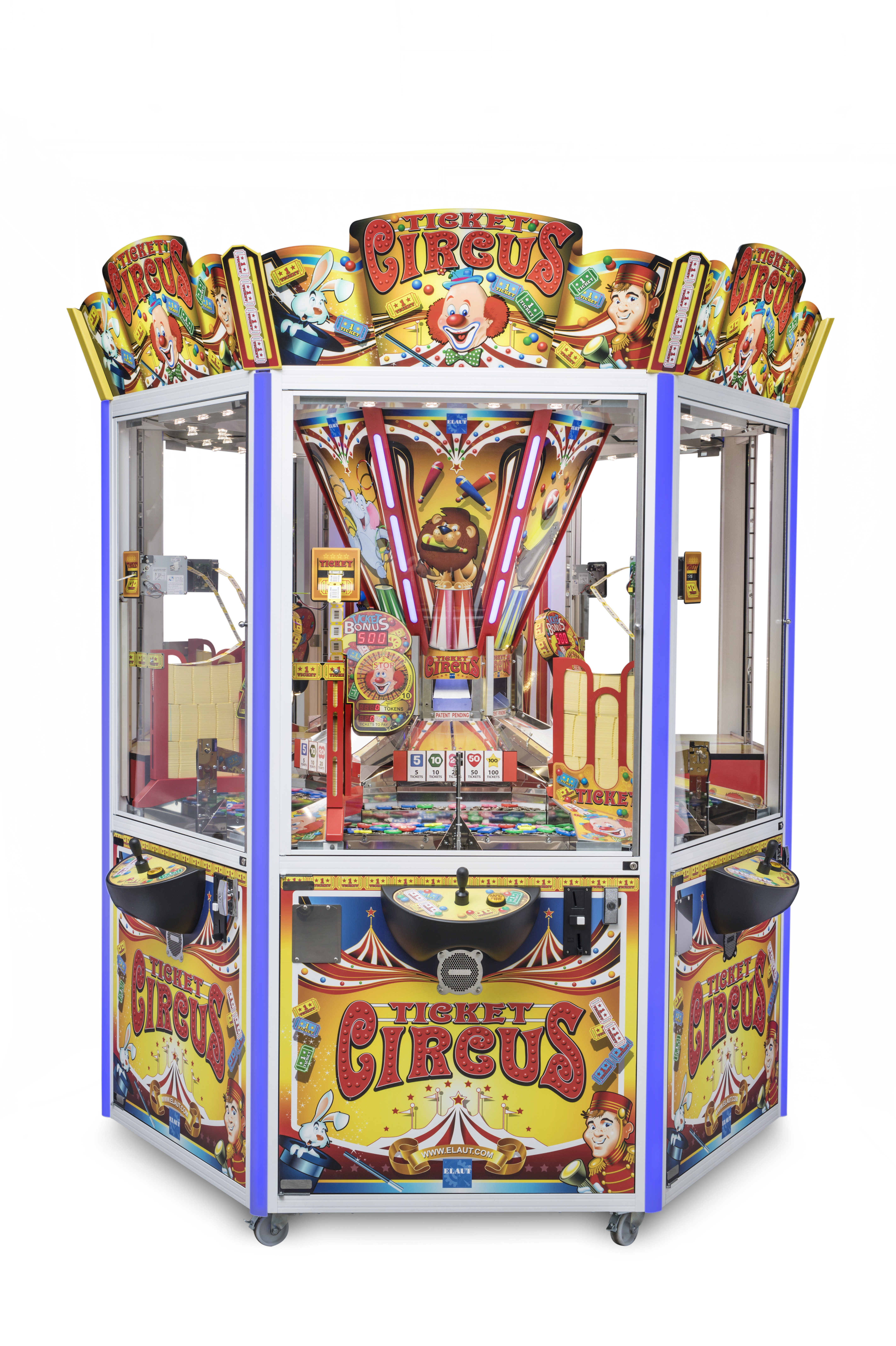 Elaut Coin Pusher Automat Ticket Zirkus 6 Player
